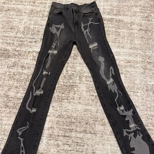 SHEIN Black Distressed Straight Leg Jeans